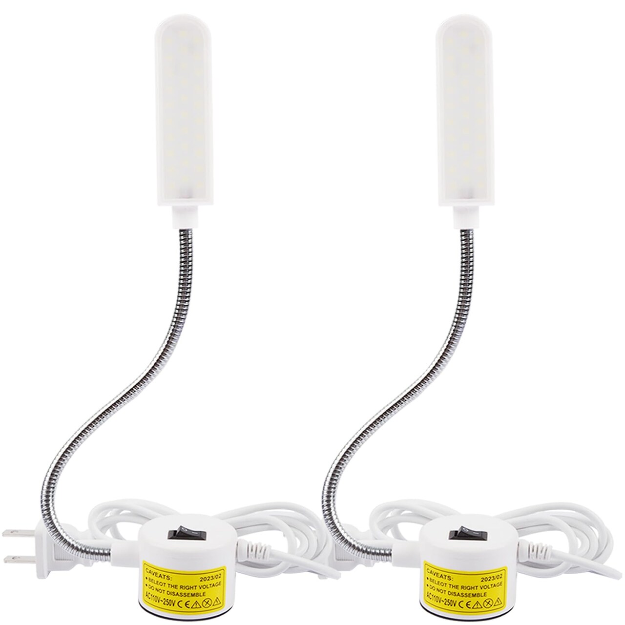 AUTIDEFY 30LEDs Sewing Machine Light, 6 Watt Portable Work Light, Flexible Gooseneck Lampe with Magnetic Base for Workbench Lathe Drill Press(White) (2 Pack)